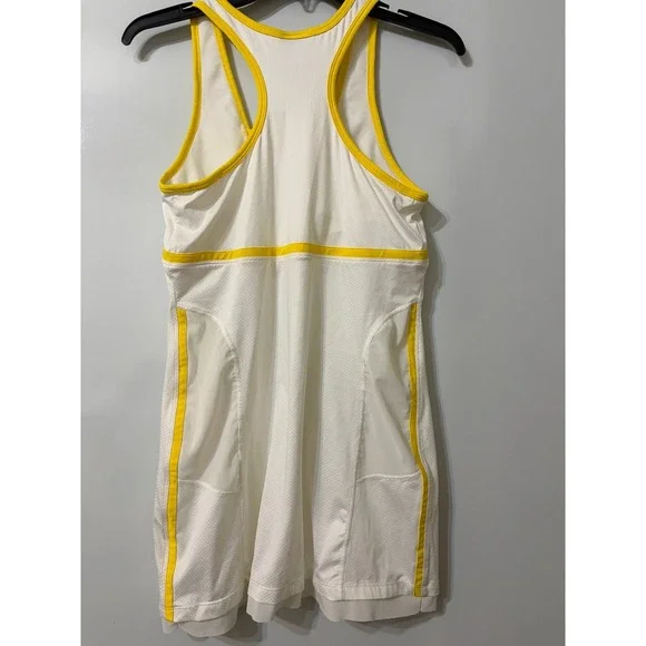 Nike Sphere Dry Tennis Dress White Yellow Racerback V-Neck Small F5FET 241990 - Picture 5 of 6